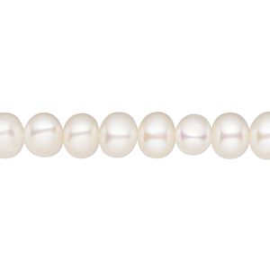 Pearl, White Lotus™, cultured freshwater (bleached), white, 6-6.5mm semi-round, B grade, Mohs hardness 2-1/2 to 4. Sold per 15-1/2" to 16" strand.