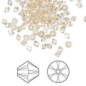 Bead 1440pk crystal golden shadow, Swarovski® 3mm XILION bicone 5328