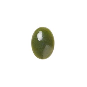 Nephrite jade 1pkg1, calibrated oval cab natural 14x10mm