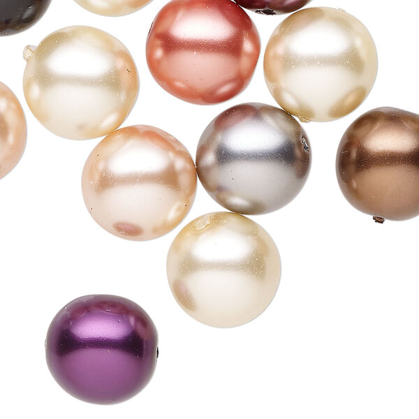 Bead mix, Czech glass pearl, mixed colors, 12mm round. Sold per 3-ounce pkg, approximately 40 beads. image number 0