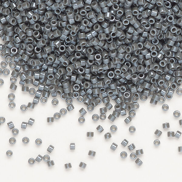 Seed bead, Delica®, glass, pkg/7.5g, #11 round, opaque glazed luster smoke (DB-0268-1). image number 0