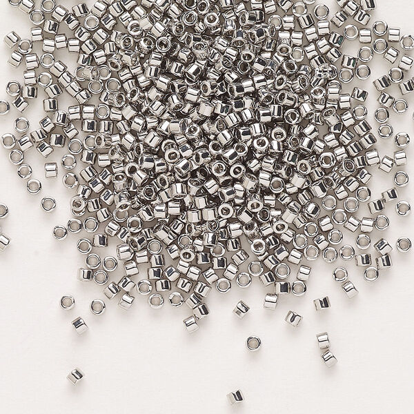 Seed bead, Delica®, glass, pkg/4g, #11 round, opaque palladium-plated (DB-0038). image number 0