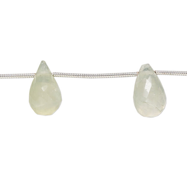 Prehnite 1pkg8, hand-cut top-drilled faceted briolette bead natural 13x8mm-16x10mm image number 0