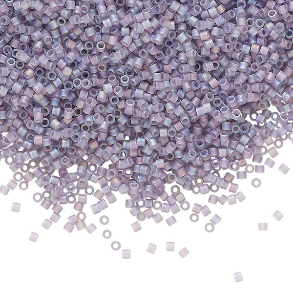 Seed bead, Delica®, glass, pkg/50g, #15 round, translucent matte rainbow light amethyst (DBS-0870). image number 0