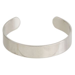 Bracelet, cuff, silver-plated steel, 13mm wide, adjustable from 6-1/2 to 7 inches. Sold individually.