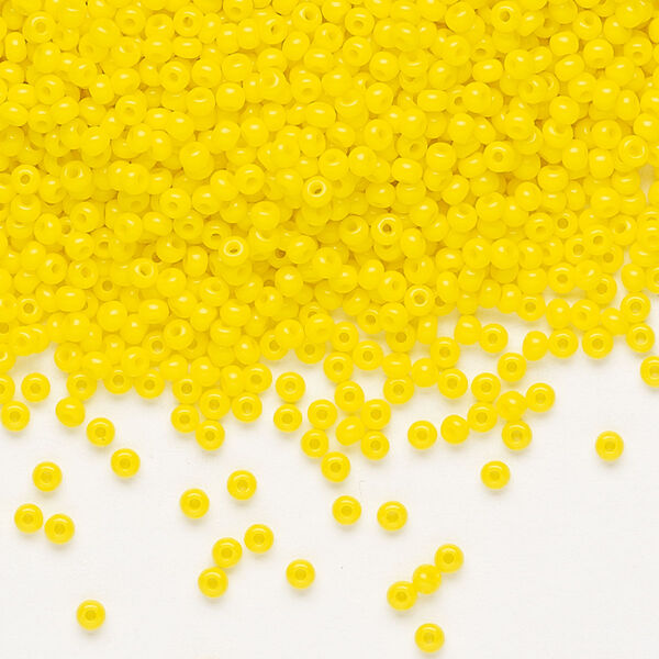 Seed bead, Preciosa Ornela Czech glass, pkg/50g, #11 rocaille, opaque lemon yellow, (83110). image number 0