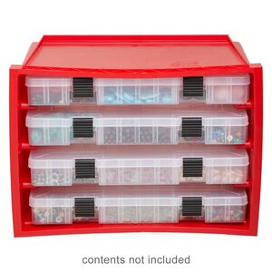 Organizer, Plano® StowAway®, plastic, red / clear / black, 9-1/2 x 15-1/2 x 11-1/4 inches. Sold individually.