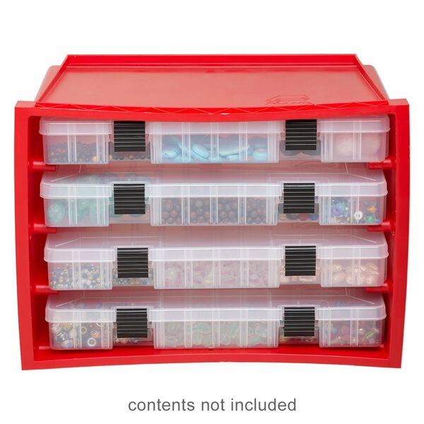 Organizer, Plano® StowAway®, plastic, red / clear / black, 9-1/2 x 15-1/2 x 11-1/4 inches. Sold individually. image number 0