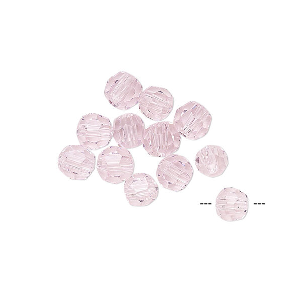 Bead 12pk rose, Asfour Crystal 5mm faceted round image number 0