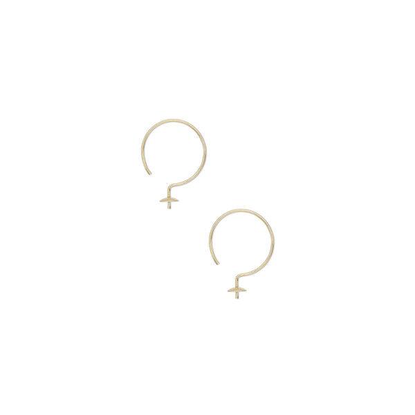 Ear wire, 14Kt gold-filled, 18mm French hook with 4mm cup and 1.5mm peg, fits 4-5mm half-drilled bead, 22 gauge. Sold per pair. image number 0