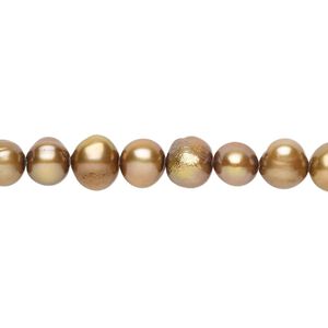 Freshwater pearl 1pkg1, semi-round, 15 inch terra cotta 6-7mm cultured
