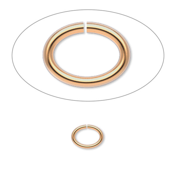 Jump ring, gold-plated brass, 8x6mm oval, 6.2x4.1mm inside diameter, 18 gauge. Sold per pkg of 1,000. image number 0