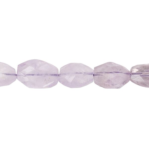 Bead, lavender amethyst (natural), 8x7mm-12x9mm hand-cut faceted puffed oval, C grade, Mohs hardness 7. Sold per 12-inch strand. image number 0
