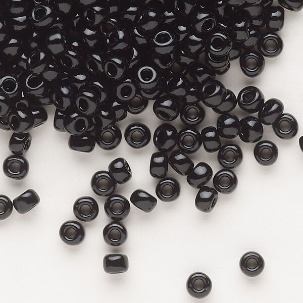 Seed bead, Dyna-Mites™, glass, opaque black, #6 round. Sold per 1/2 kilogram pkg. image number 0