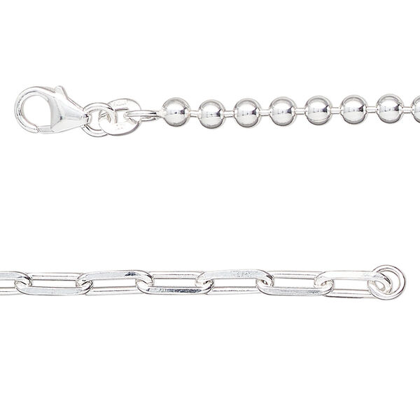 Sterling silver 1pkg1, cut cable / ball chain 16 inch 3.3mm / 3mm image number 0