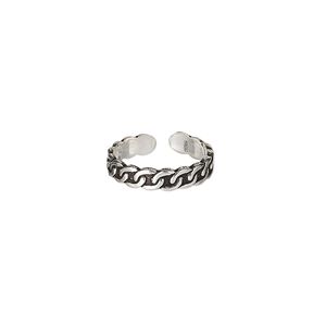Toe ring, Create Compliments®, antiqued sterling silver, 3mm wide with chain link design, adjustable. Sold individually.