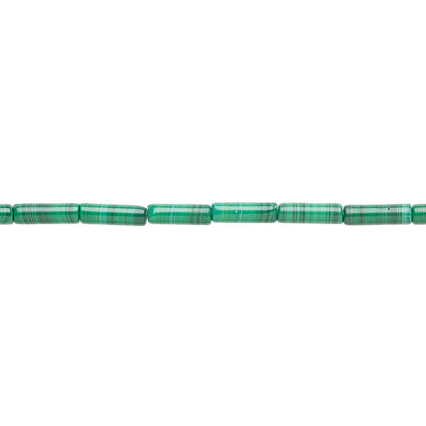 Bead, malachite (natural), 8x2.5mm round tube, B grade, Mohs hardness 3-1/2 to 4. Sold per 8-inch strand, approximately 25 beads. image number 0