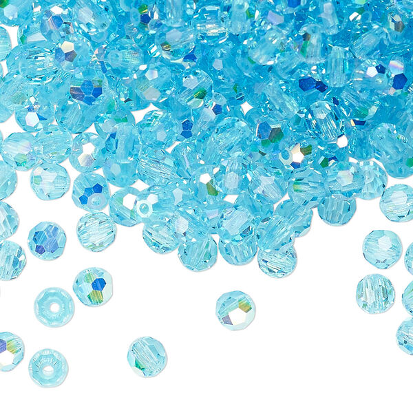 Bead 24pk aqua bohemica AB, Preciosa Czech crystal 4mm round image number 0