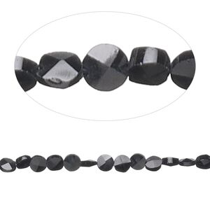 Black spinel 1pkg1, hand-cut faceted flat round bead natural 15.5-16 inch 3-5mm