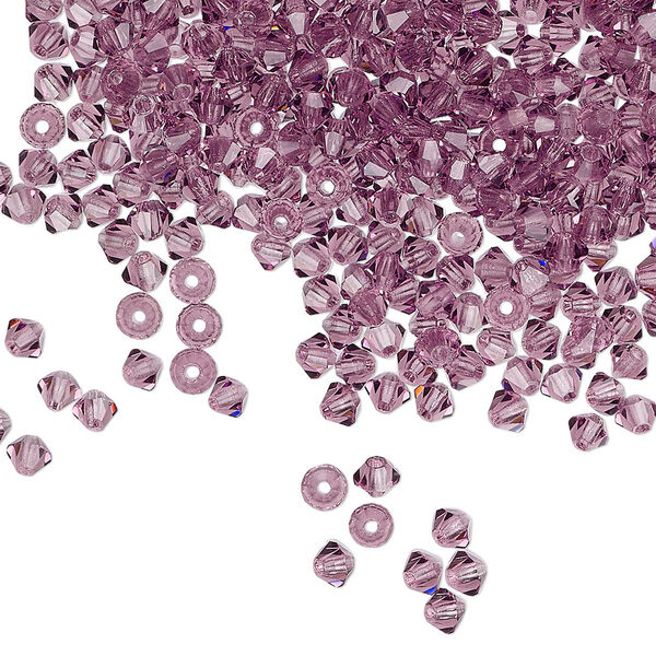 Bead 1440pk amethyst, Preciosa Czech crystal 3mm bicone image number 0