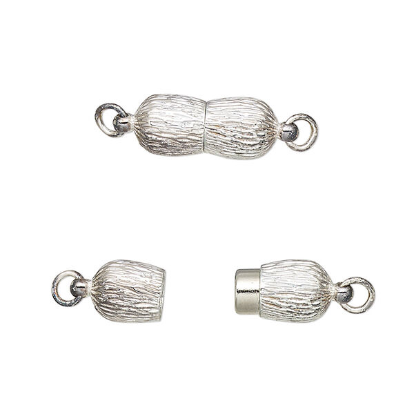 Clasp, magnetic, sterling silver, 15x7mm hourglass. Sold individually. image number 0