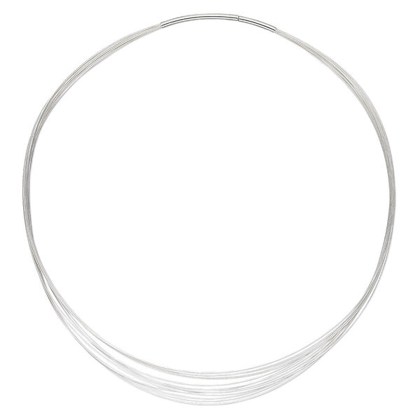 Neckwire, multi-strand, sterling silver and steel, 0.5mm twisted, 24 inches with 3mm friction clasp. Sold individually. image number 0