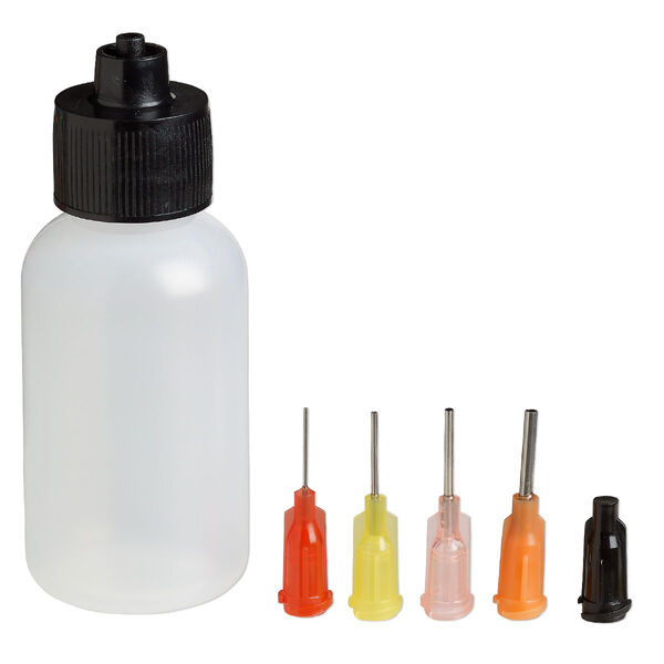 Squeeze dispenser, plastic and stainless steel, 1-ounce bottle with (4) 17x7.5mm 15-24 gauge tips. Sold per 7-piece set. image number 0