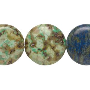 Chrysocolla 1pkg1, flat round bead 8 inch 20mm