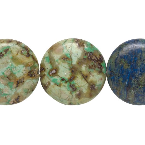 Chrysocolla 1pkg1, flat round bead 8 inch 20mm image number 0
