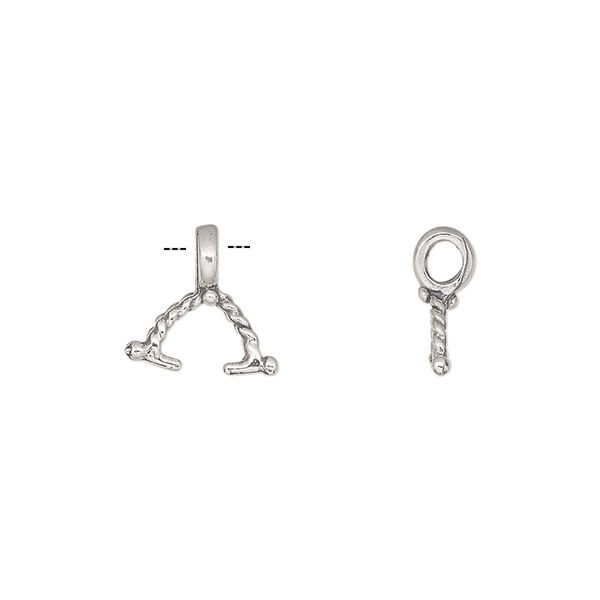 Bail, ice-pick, antiqued sterling silver, 11mm with rope design, 3.5mm grip length. Sold individually. image number 0
