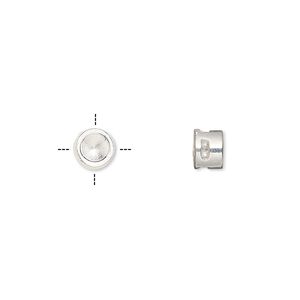 Spacer, silver-finished "pewter" (zinc-based alloy), 6x4mm cross-drilled round with SS19 chaton setting. Sold per pkg of 6.