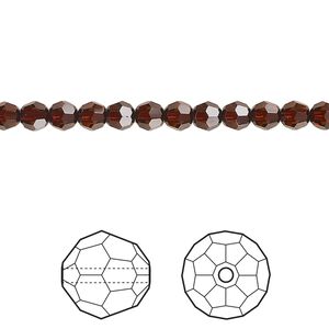 Bead 12pk smoked amber, Crystal Passions® 4mm round 5000