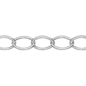 Chain 1pkg1 sterling silver cable, 9mm, 5 foot unfinished