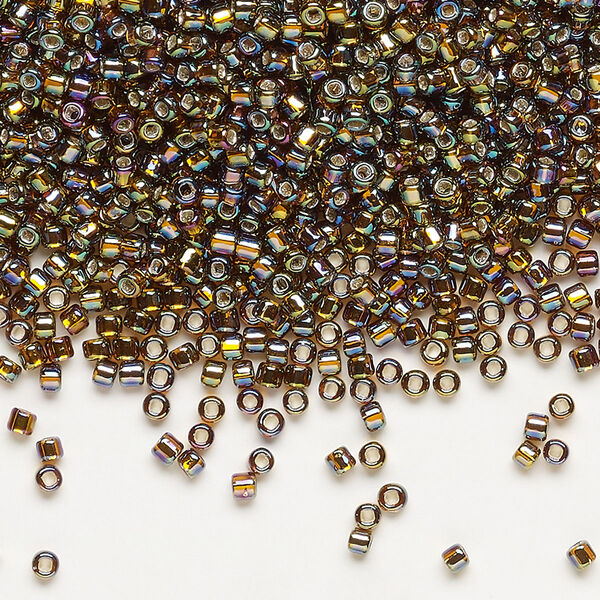 Seed bead, Dyna-Mites™, glass, pkg/40g, #11 round, translucent silver-lined rainbow root beer, (84R:SR 11/0 SR). image number 0