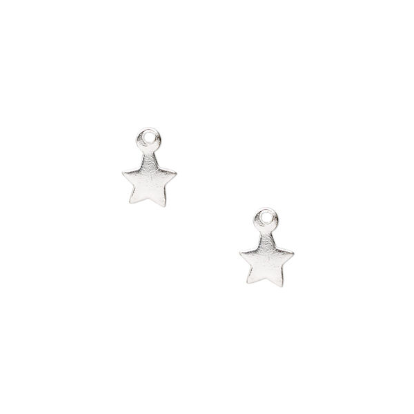 Charm, sterling silver, 6mm star. Sold per pkg of 2. image number 0