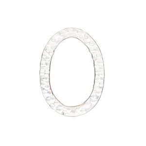 Component, Hill Tribes, sterling silver, 27x20mm single-sided textured open oval. Sold individually.