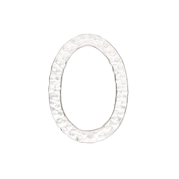 Component, Hill Tribes, sterling silver, 27x20mm single-sided textured open oval. Sold individually. image number 0