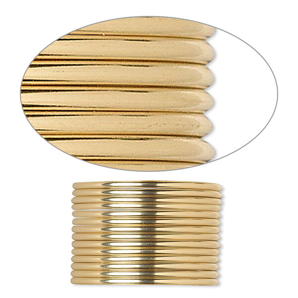Wire, 12Kt gold-filled, dead-soft, half-round, 16 gauge. Sold per pkg of 5 feet. image number 0