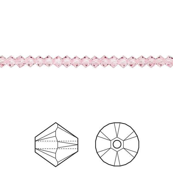 Bead 48pk light rose, Crystal Passions® 3mm bicone 5328 image number 0