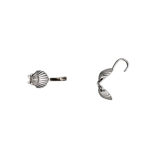 Bead tip, Hot Tips®, antique silver-plated brass, 9x5mm bottom clamp-on shell with open loop. Sold per pkg of 100. image number 0