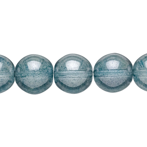 Bead, Czech glass druk, translucent blue luster, 12mm round. Sold per 15-1/2" to 16" strand. image number 0