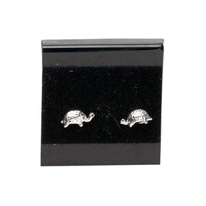 Earring card, flocked plastic, black, 1x1-inch square. Sold per pkg of 25.