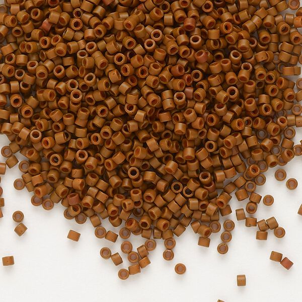 Seed bead, Delica®, glass, pkg/50g, #11 round, opaque matte sienna orange (DB-0794). image number 0