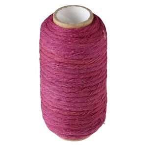 Cord, cotton, pink, 3mm round. Sold per 10-yard spool.