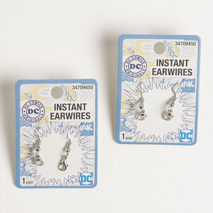 Ear wire fishhook 1pkg4, 27mm / lobster claw clasp / comfort clutch earnut, 19 gauge silver-finished steel / plastic 2 pair