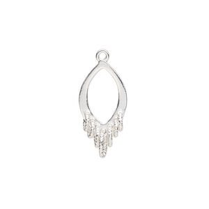 Drop, sterling silver, 20x10mm single-sided open marquise with 7 diamond-cut closed loops. Sold individually.