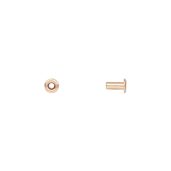 Eyelet, copper, 5x3.5mm with 4.5x1.9mm tube and 1.4mm inside diameter, fits 2mm hole. Sold per pkg of 100. image number 0