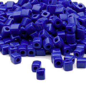 Seed bead, Miyuki 1pkg10g, glass, 3.5-3.7mm square, opaque cobalt blue (SB-414)