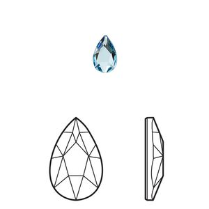 Flat back 6pk aquamarine foil back, Crystal Passions® 8x5mm pear 2303