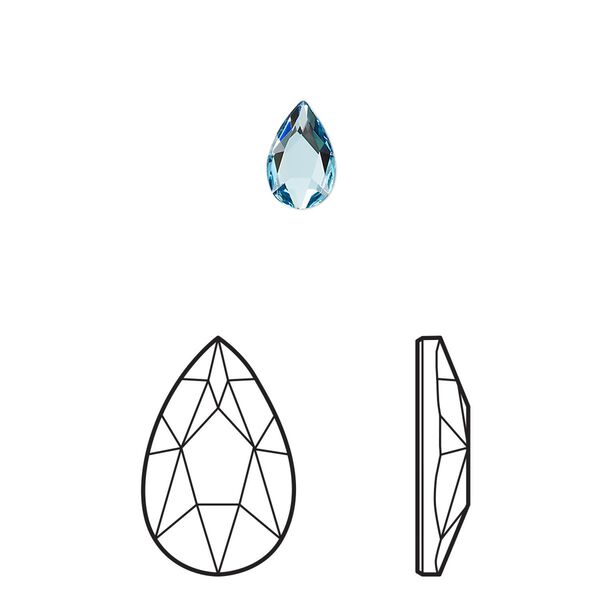 Flat back 6pk aquamarine foil back, Crystal Passions® 8x5mm pear 2303 image number 0